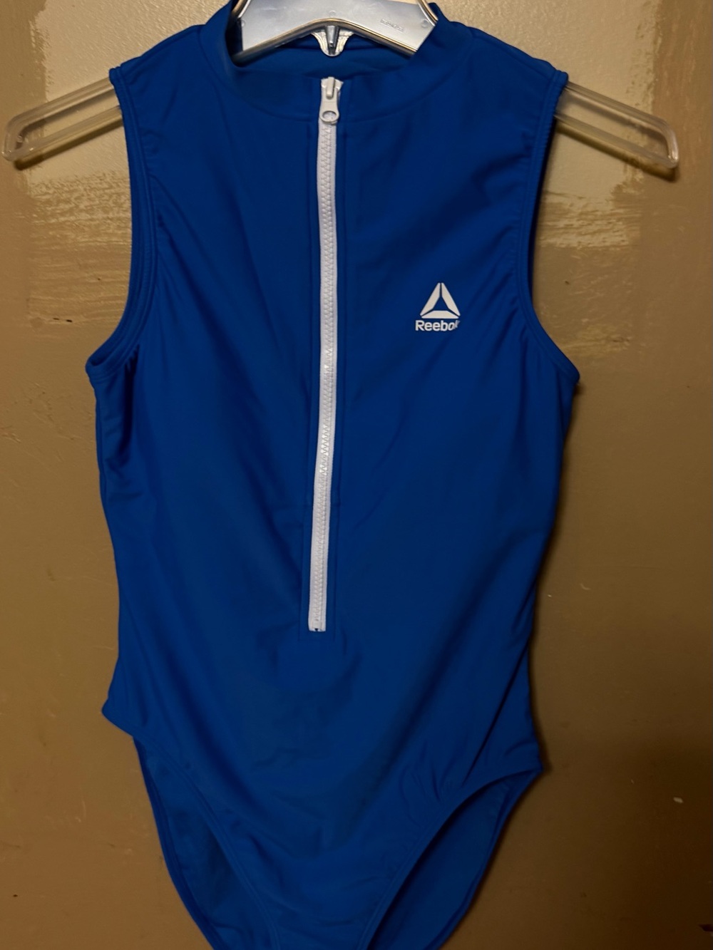 Reebok Royal Blue Sleeveless Zip-Front One-Piece Swimsuit